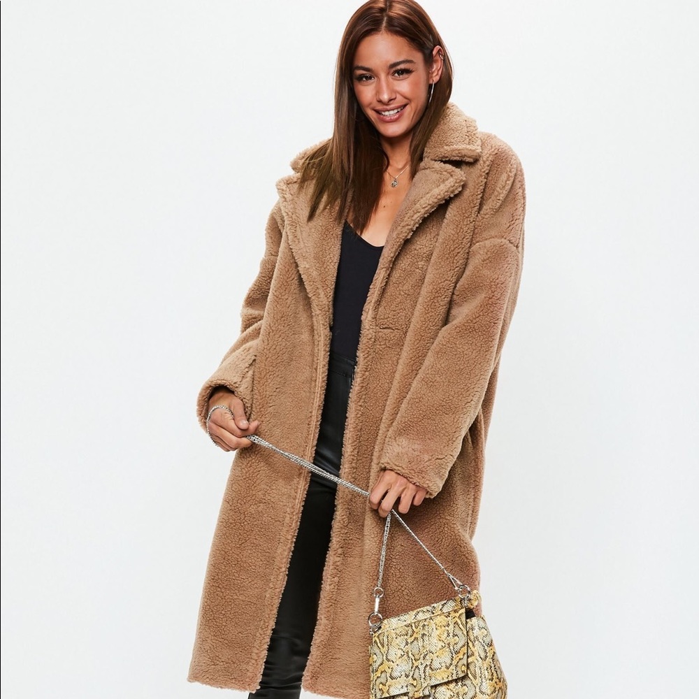 NWT Camel Chunky Borg Teddy Coat